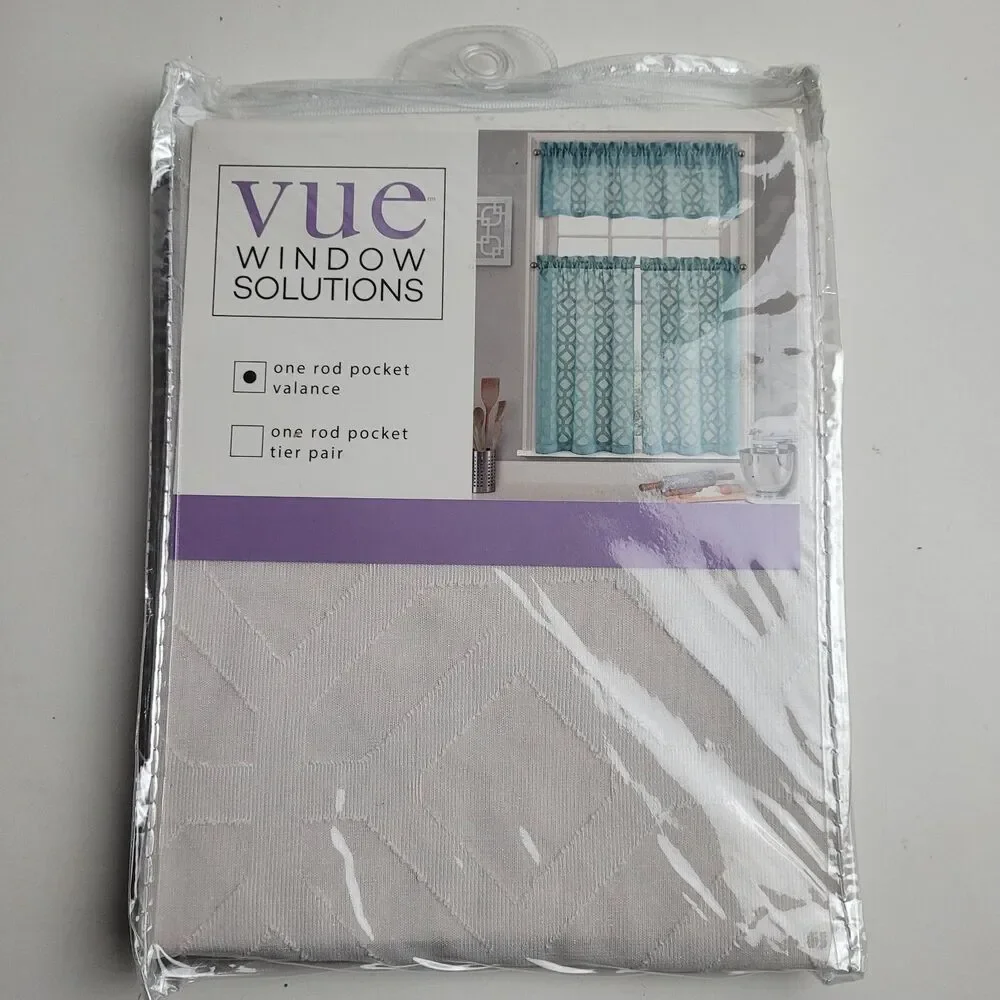 NEW Vue Window Solutions Trellis clip valance 'White' 52 x 14 inch . #BT2